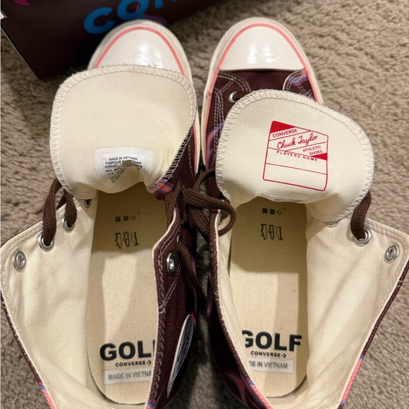 Converse Brown High-Tops with Pink and Blue Swirl - Golf Wang Tyler - Picture 7 of 11